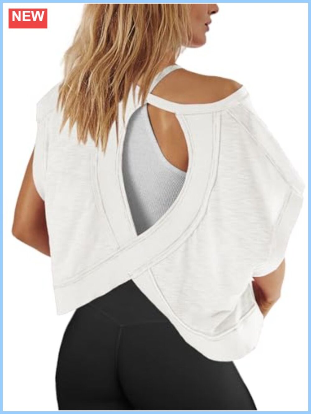 Oversized Open Back T-shirt for Women Crop Athletic Tee